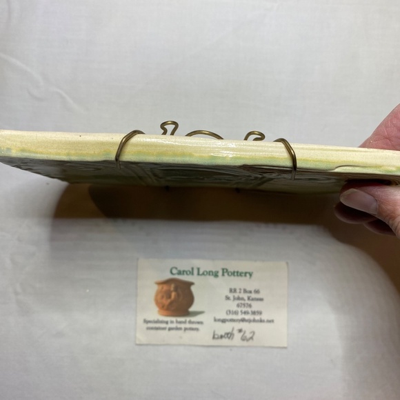 Carol Long Pottery Green Butterfly Relief Ceramic Wall Plaque Tile Handmade OS - Picture 8 of 13